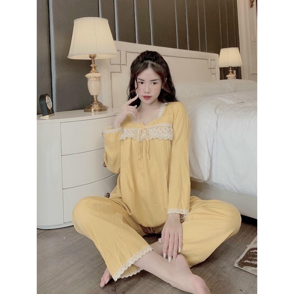 Bộ đồ bầu và sau sinh thu đông chất đũi đẹp mặc nhà freesize dưới 65kg