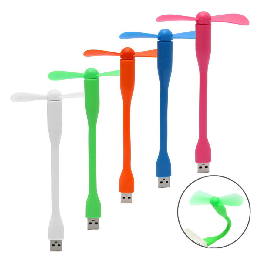 Quạt mini cổng usb thân uốn dẻo 2 cánh tháo rời linh hoạt làm mát cho laptop, máy tính, power bank, pc hàng nhập khẩu