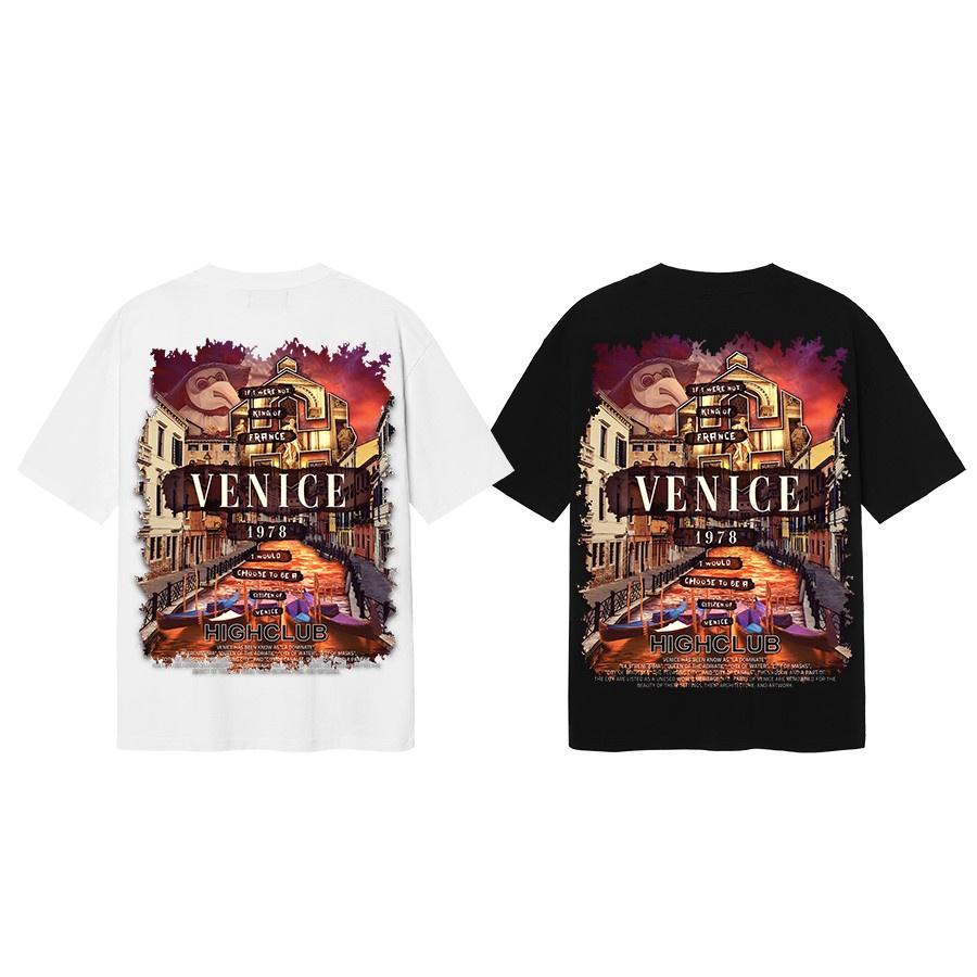 Áo Thun VENICE Tay Lỡ Unisex Nam/Nữ Đen/Trắng Cổ Tròn - HIGHCLUB