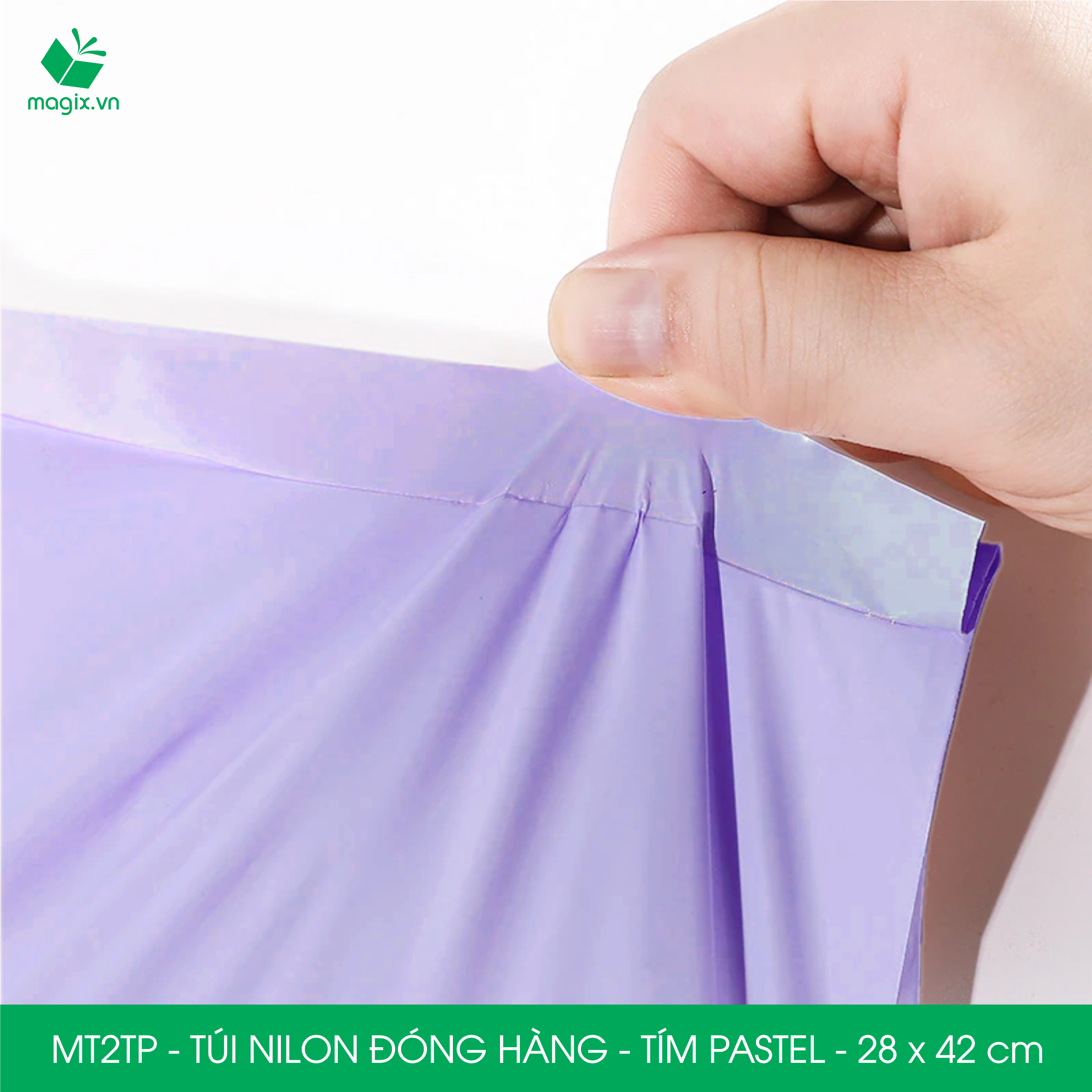 MT2TP - 28x42 cm  - Túi nilon gói hàng - 100 túi niêm phong đóng hàng màu tím pastel