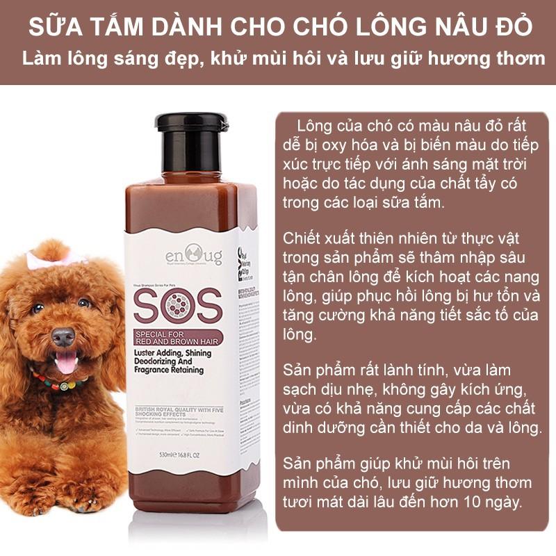 Sữa tắm chó mèo SOS 530ml - sữa tắm cho chó mèo khử mùi hôi dưỡng lông mượt tránh rụng lông trị viêm da vệ sinh cho mèo