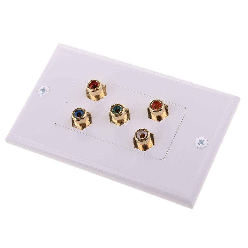 Wall Plate 5 RCA Component Video Audio AV Gold Plated Connector, Decoration