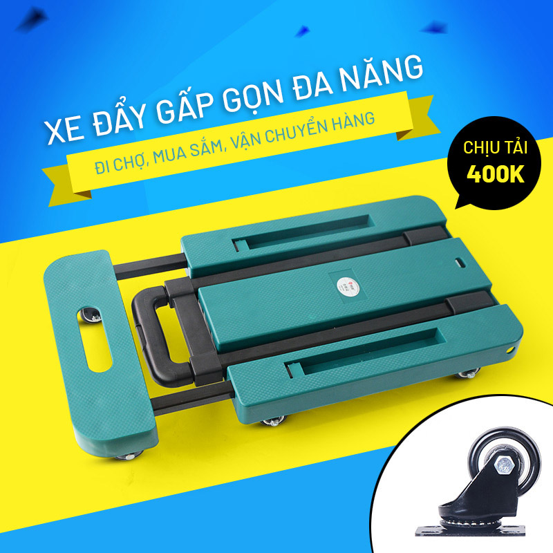 Xe Đẩy Gấp Gọn Đa Năng Xe Kéo Đi Chợ 6 Bánh