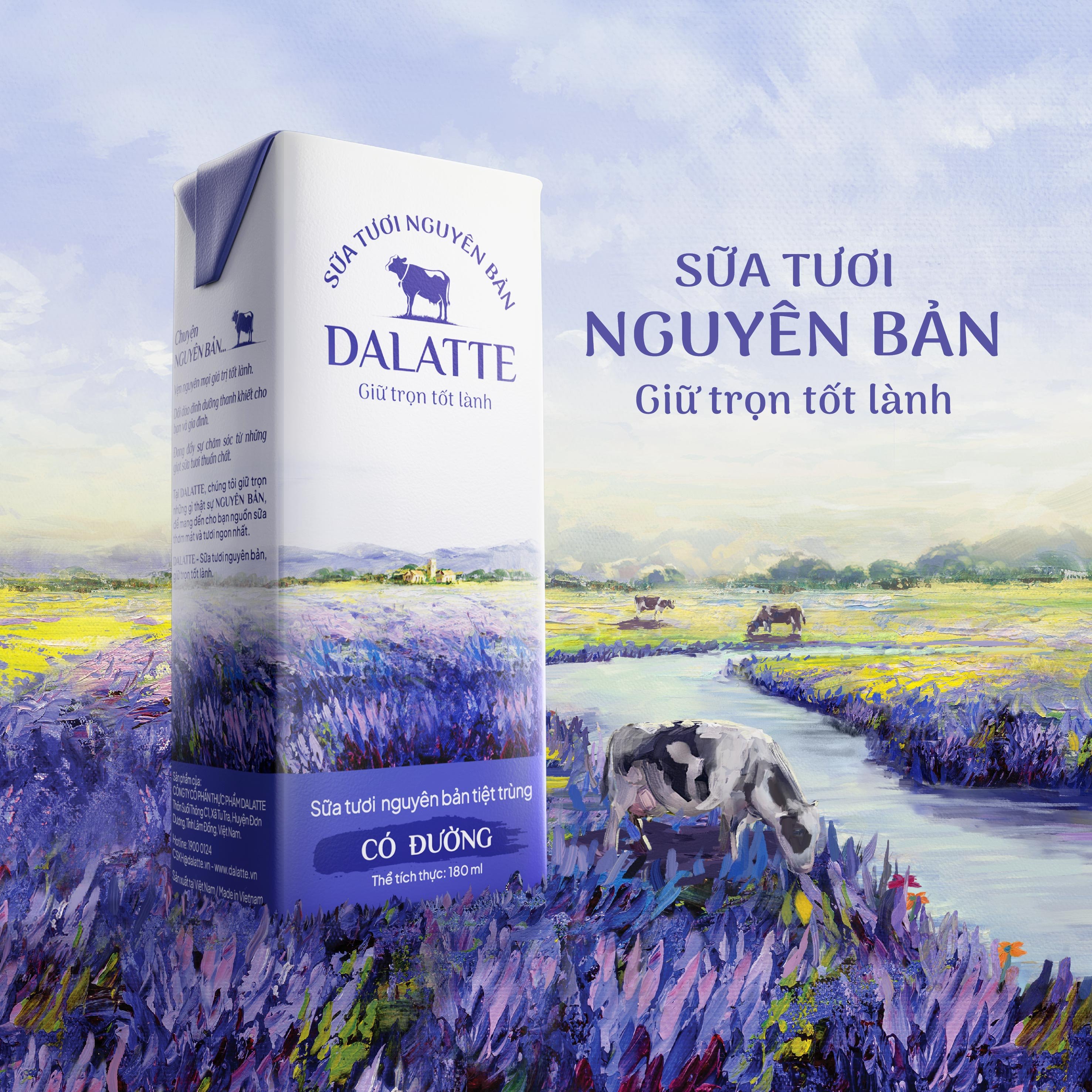 Thùng 48 hộp DALATTE 170ml SỮA TƯƠI NGUYÊN BẢN tiệt trùng - Vị dâu tươi - 48 hộp Giữ trọn nguyên bản, trao trọn tốt lành