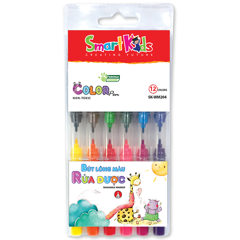 Bút lông màu rửa được Smartkids SK-WM204 (12 màu/hộp)