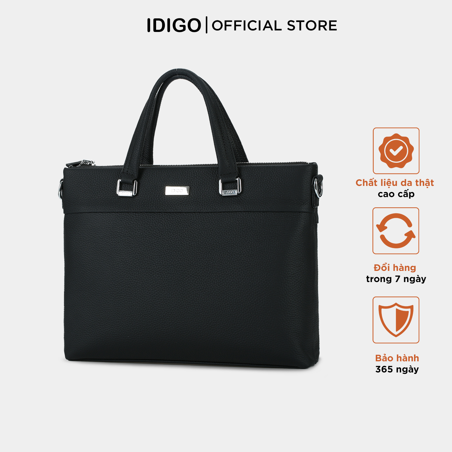 Túi xách da bò công sở đựng laptop 14inch, túi da đeo chéo nam nữ đựng tài liệu A4 IDIGO MB1 - 16000