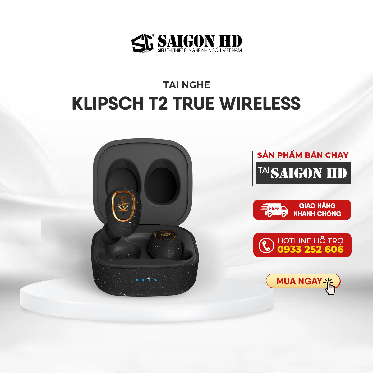 Tai nghe Bluetooth KLIPSCH T2 True Wireless - Hàng Chính Hãng
