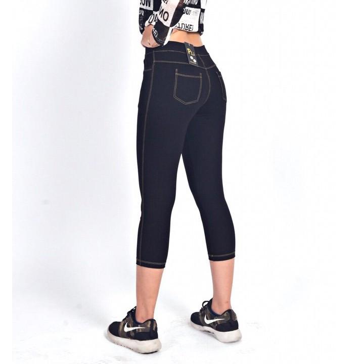 Quần Legging LỬNG giả jean 4 túi có size cho bạn dưới 80kg