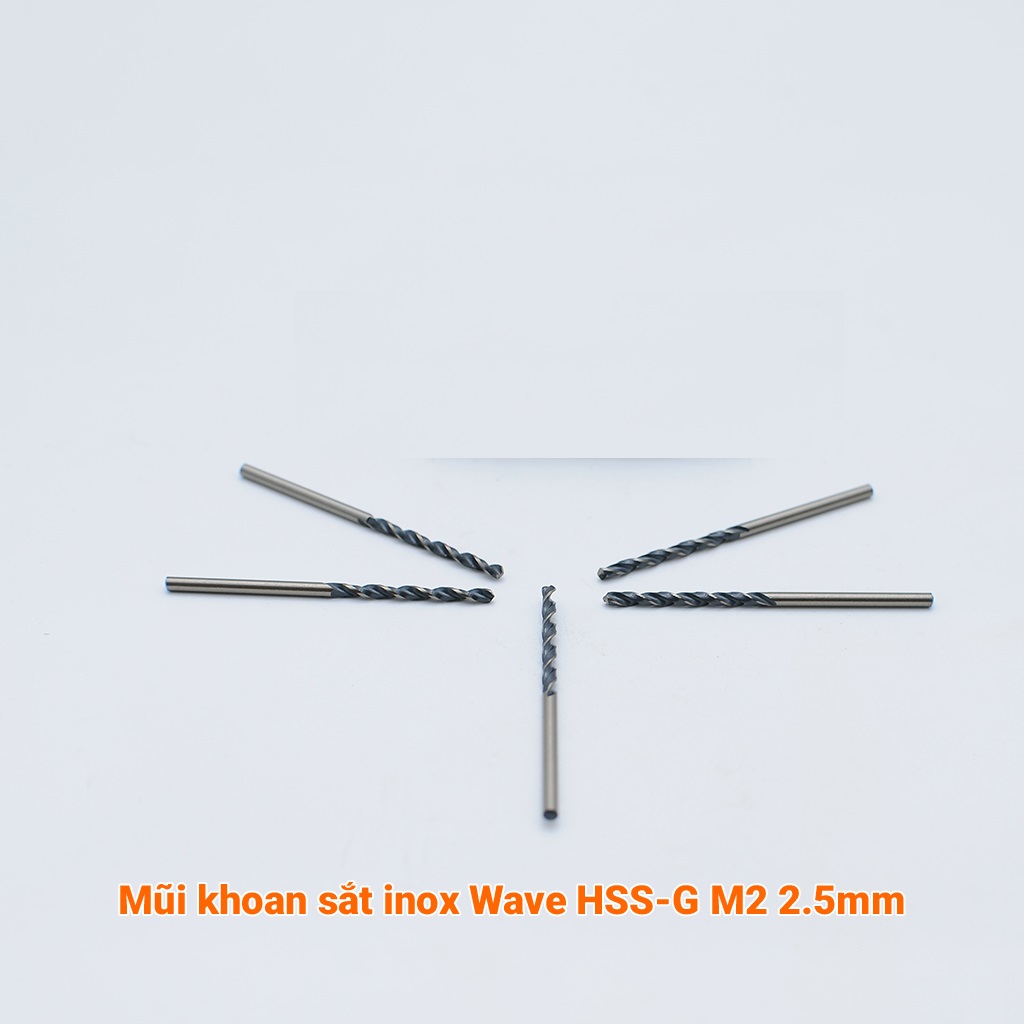 Combo 5 mũi khoan sắt inox HSS-G M2 2.5mm
