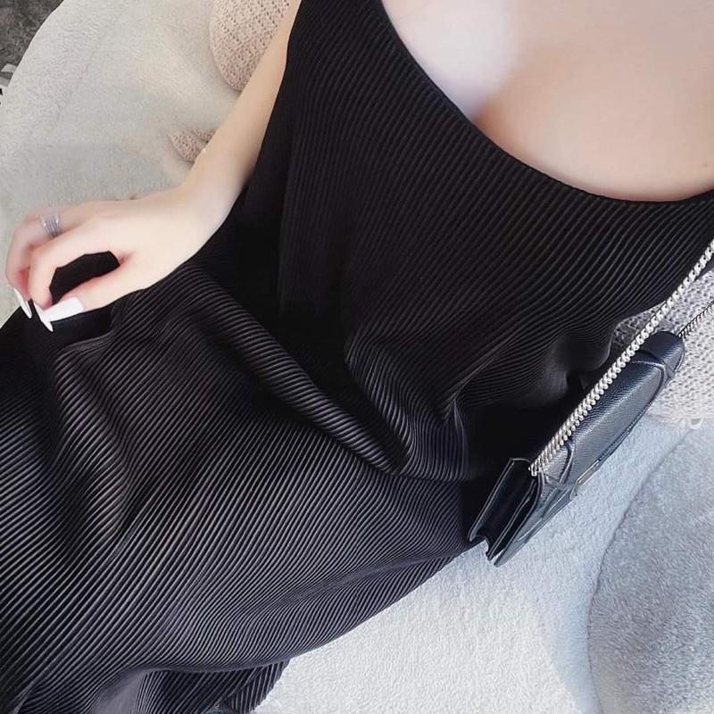 VÁY 2 DÂY ĐEN DẬP LI PHỐI CHÂN REN