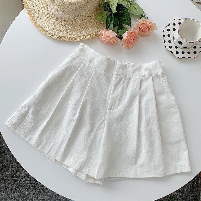 Quần short nữ ống rộng lưng cao DOLOXI cạp chun sau vải đũi đẹp Q12