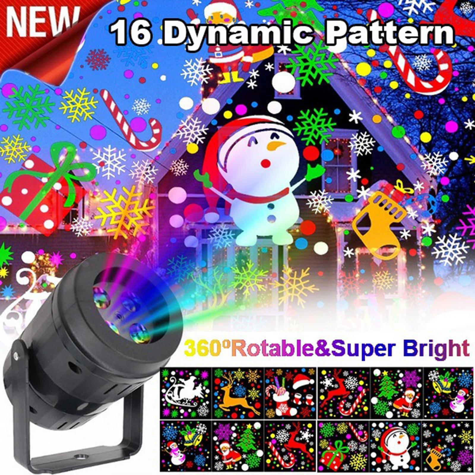 Christmas LED Light 16 Patterns Moving Fairy Projection Lamp Party