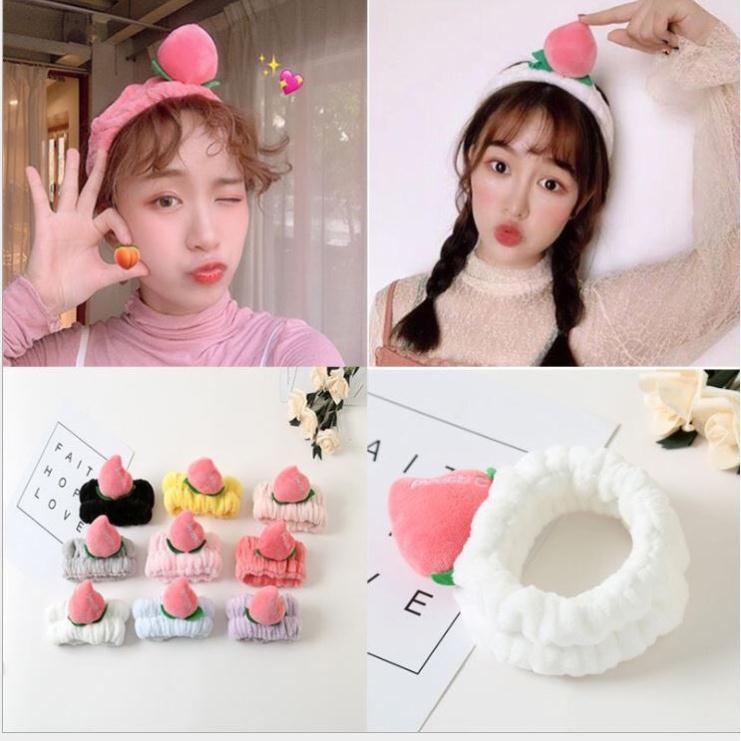 Băng Đô Turban Quả Đào 3D Vải Bông Nhung Siêu Mềm