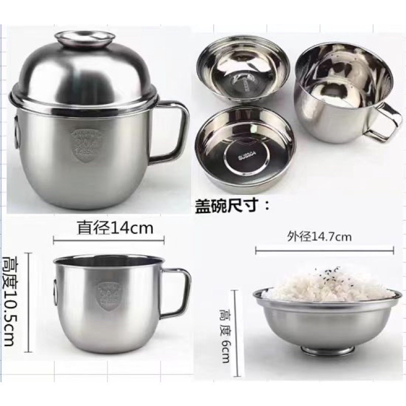 Bát mì inox 304 có nắp làm tô ăn