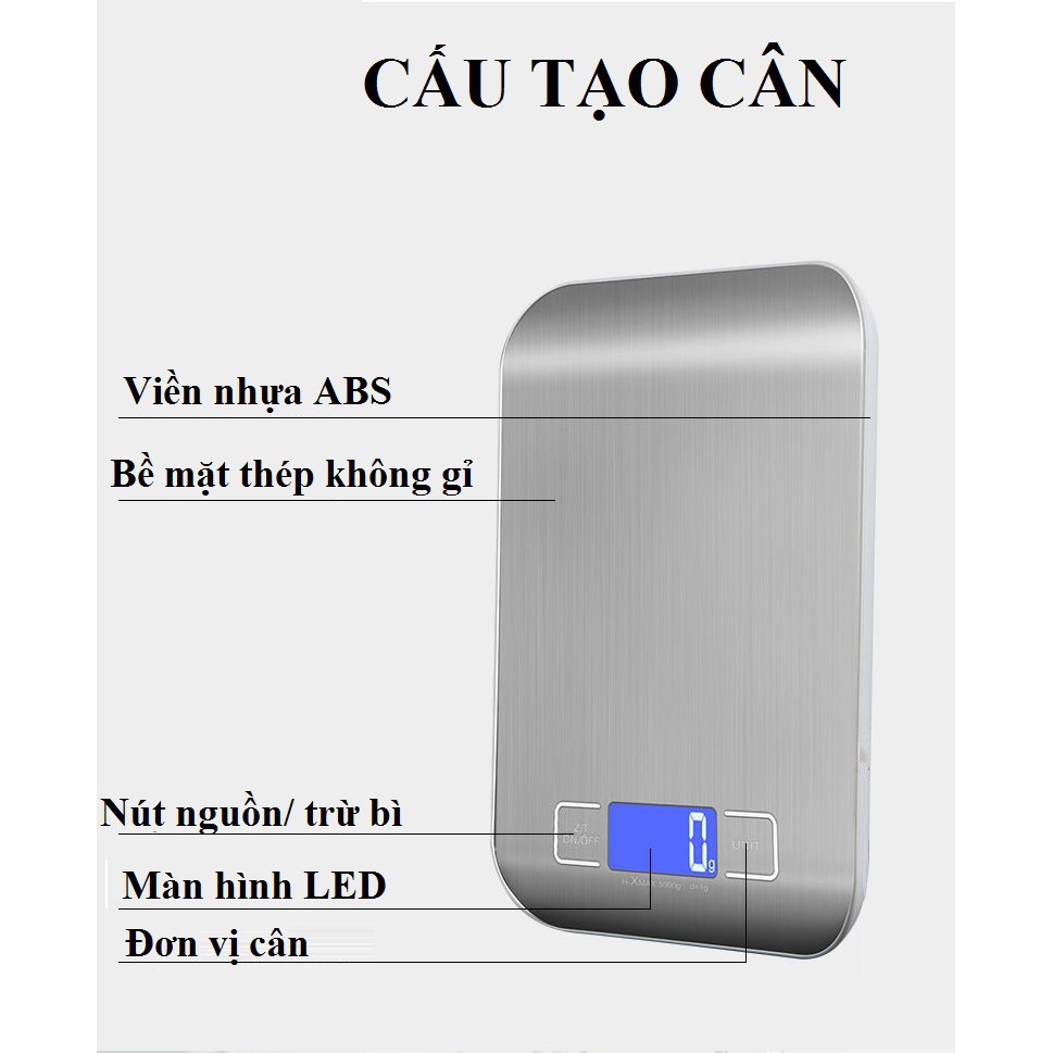 Cân Tiểu Ly Nhà Bếp Chống Nước Cao Cấp Khoảng Chính Xác 1g - 5kg