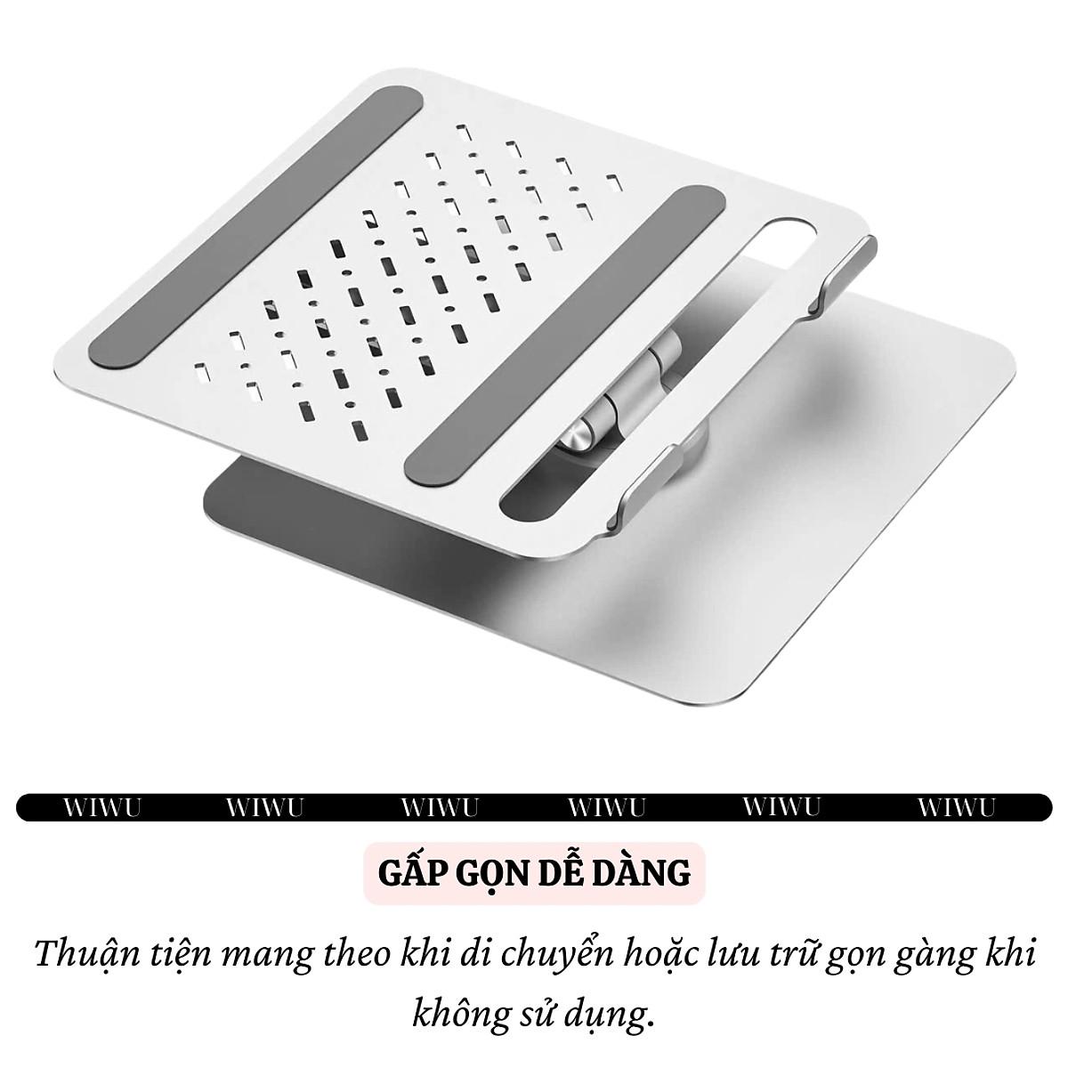 Giá đỡ nhôm nguyên khối tản nhiệt Xoay 360 độ hiệu WIWU S801 cho Laptop / Macbook / iPad từ 10 -17inch, Gấp gọn tiện lợi - hàng chính hãng