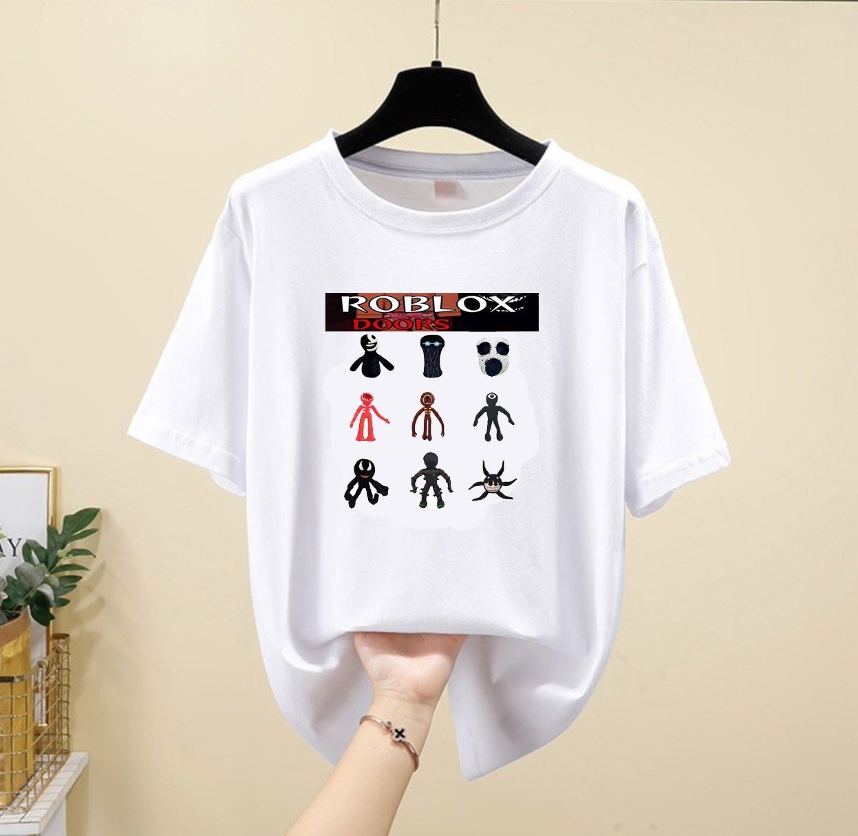 Áo thun Roblox Doors Ambush figure seek hide Rush Eyes Halt Jack Glitch/ áo hình Roblox Doors Ambush figure seek hide Rush Eyes Halt Jack Glitch