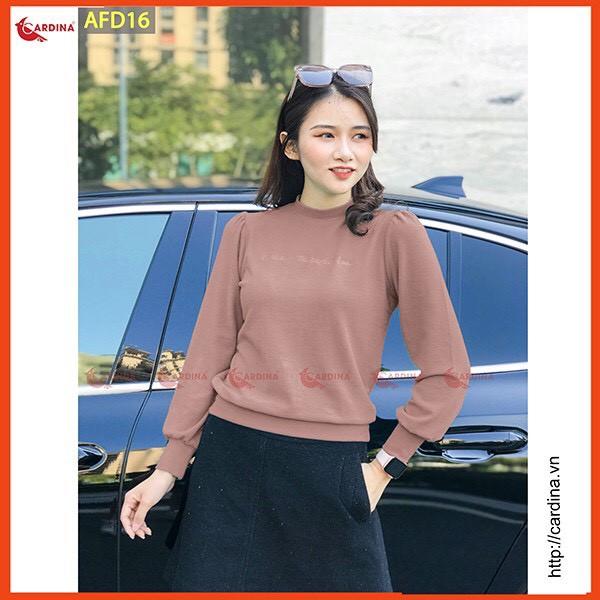 Áo Nỉ Nhung Thu Đông Nữ Cao Cấp Dáng Bo, Vai Bồng Dài Tay, Màu sắc Ngọt Ngào, Trang Nhã, Nữ Tính