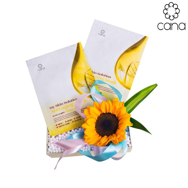 Combo 10 miếng mặt nạ chăm sóc da lão hoá My Skin Solution và son lì Cana