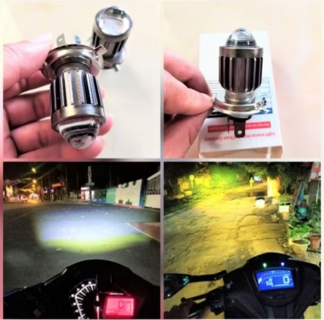 1 BÓNG ĐÈN PHA LED BI CẦU H4 SÁNG PHA VÀNG CỐT TRẮNG LẮP XE MÁY ÔTÔ