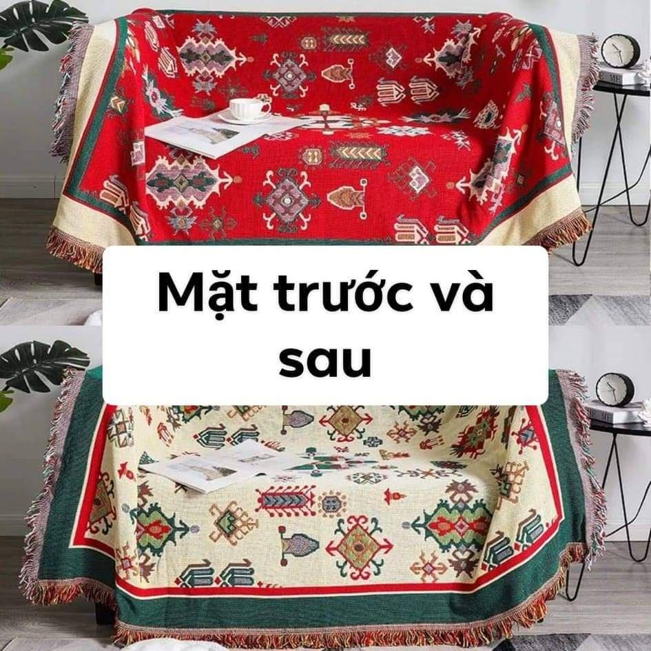 Thảm trải sàn thổ cẩm cao cấp 130x180cm, thảm trang trí vintage 2 mặt