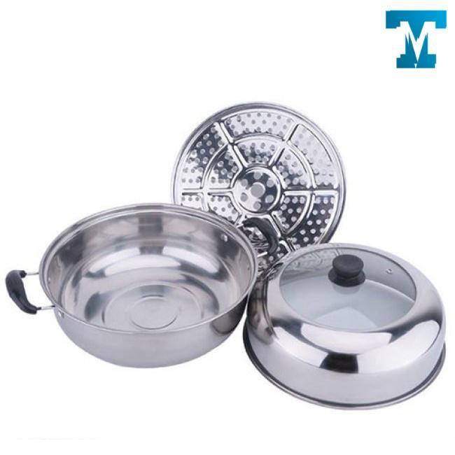 Nồi Hấp Inox 2 Tầng NOX Cao Cấp Nắp Kính Fi 28 Cm Tiện Lợi Dễ Lau Chùi