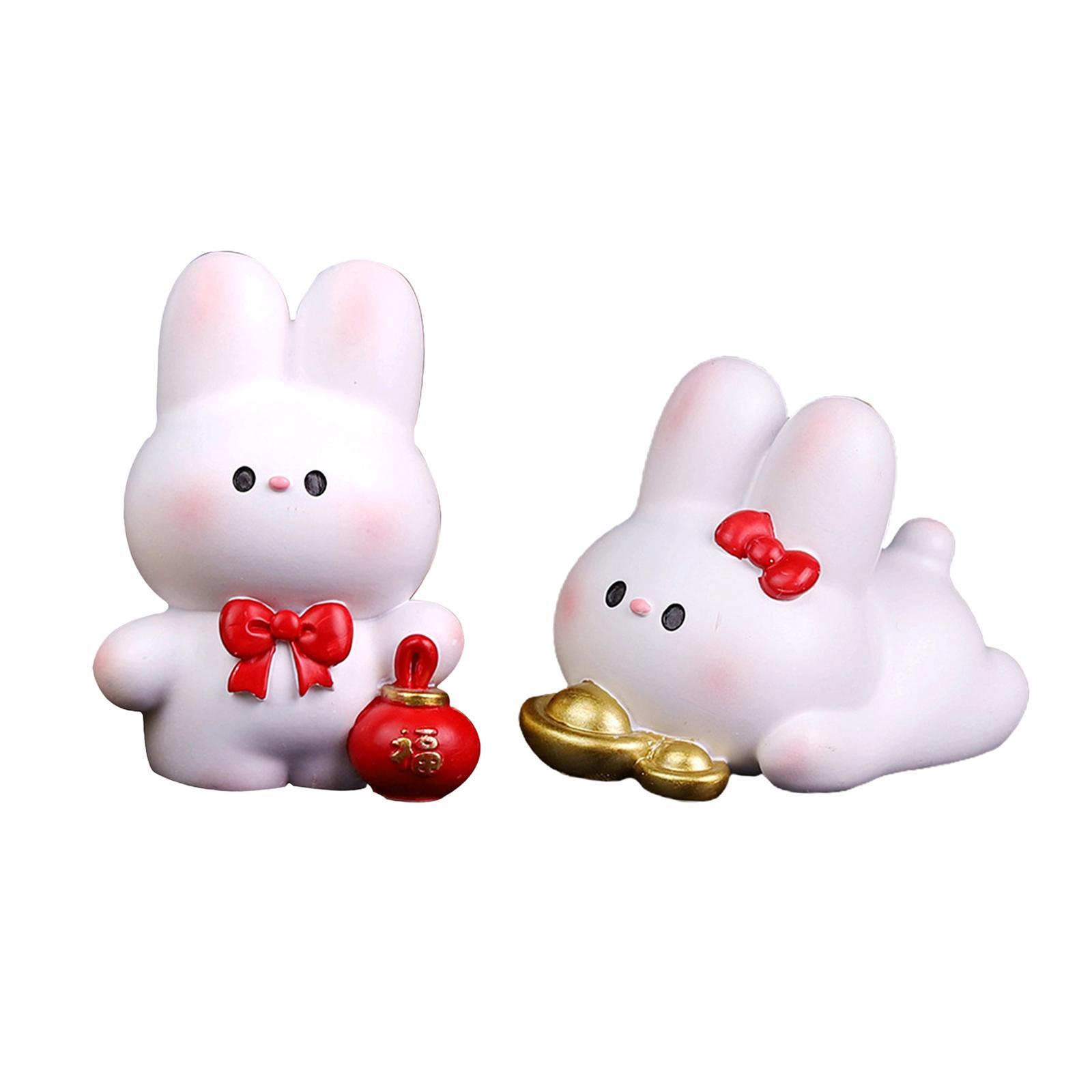 Resin Rabbit Figurine Car Dashboard Home Decor Rabbit Statue