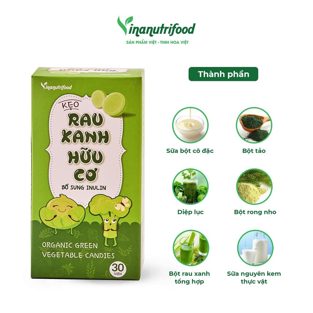 Kẹo rau xanh Vinanutrifood bổ sung tinh chất rau củ chứa vitamin và khoáng chất xơ, có lợi cho tiêu hóa, hộp 30 viên