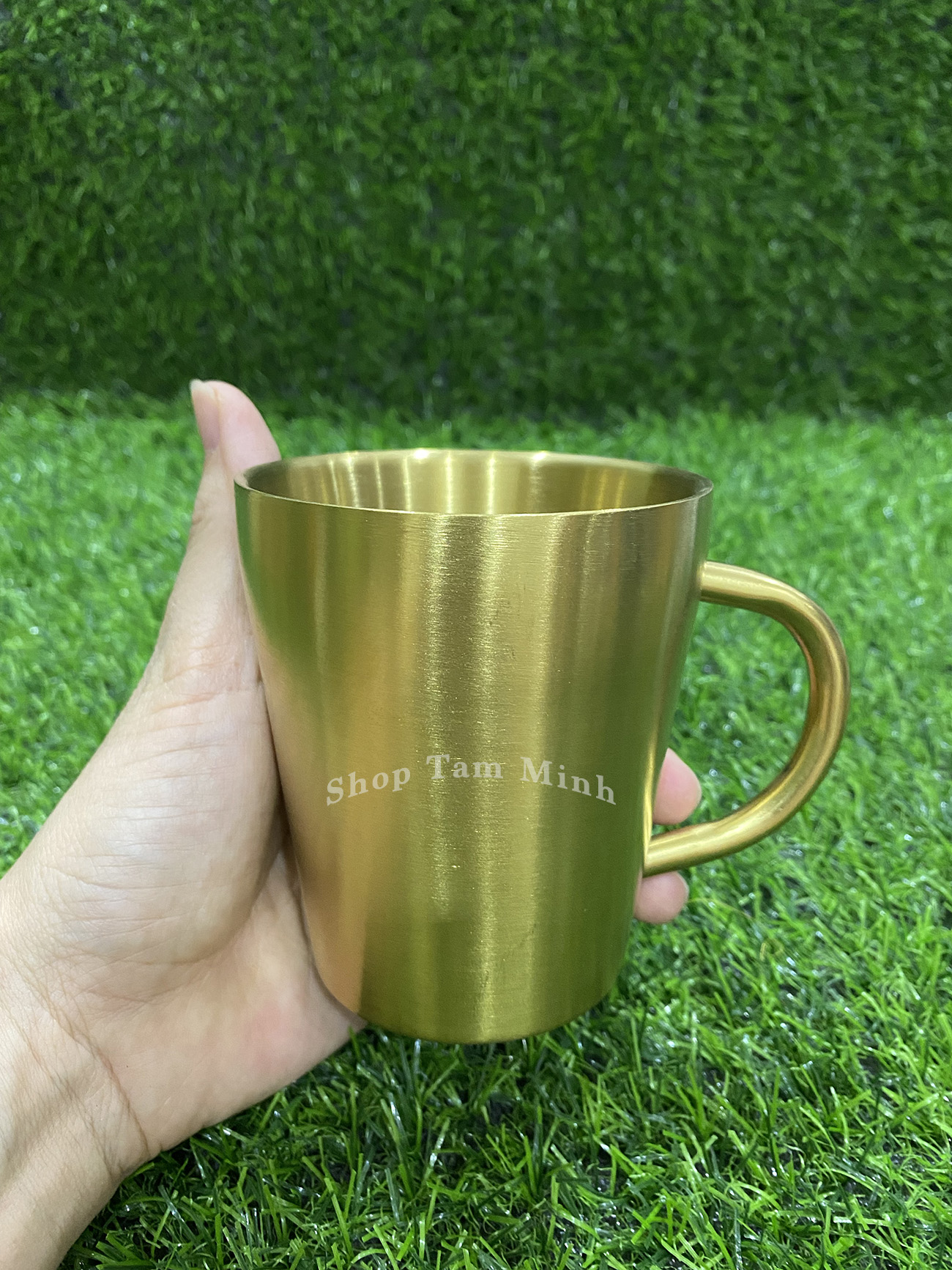 Ly cốc uống nước Inox 304 giữ nhiệt màu Vàng, Kích Thước 9,6 x 11cm - Cốc cafe giữ nhiệt INOX304 cao cấp