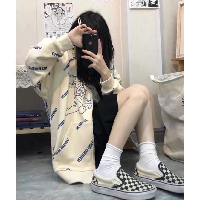 {Ảnh Thật} Áo Khoác Nỉ Hoodie Khoá Kéo Form Rộng Unisex Có Mũ Trùm Đầu