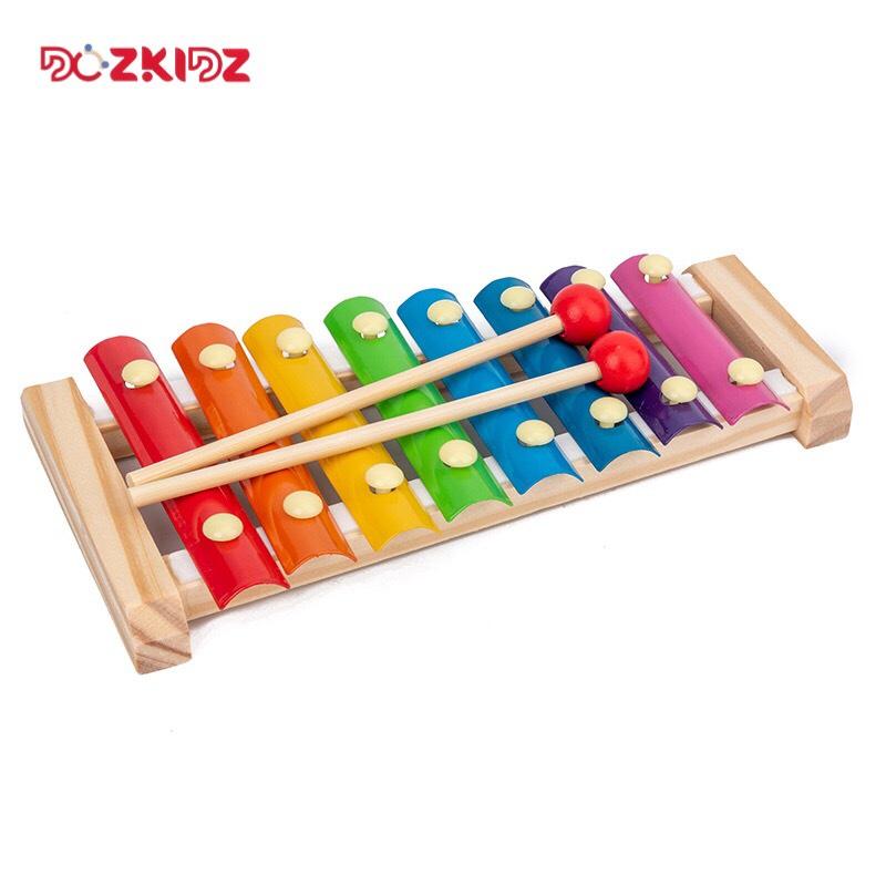 SET 9 MÓN - đồ chơi cảm quan, âm nhạc , vận động tinh bằng gỗ cho bé 0-2 tuổi - DOZKIDZ