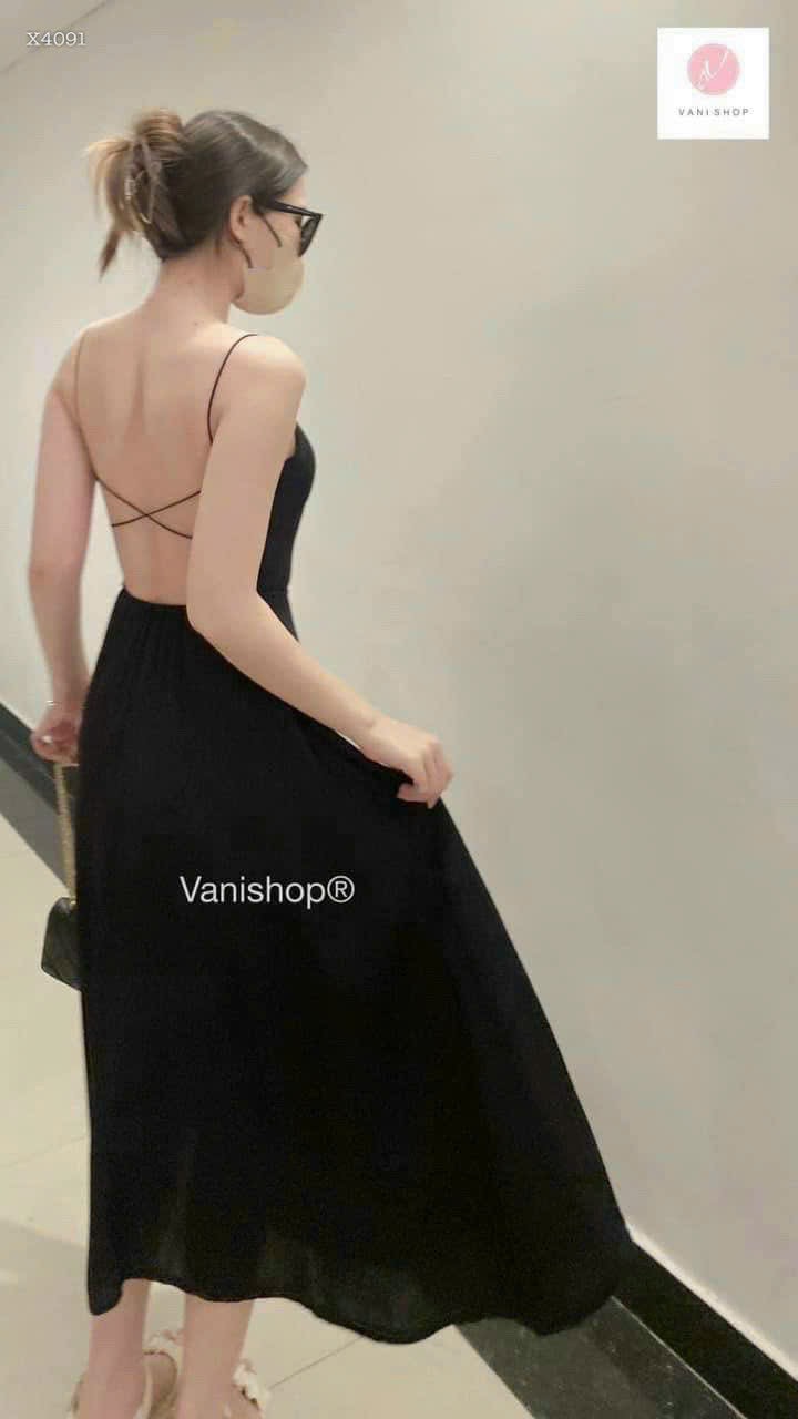 ĐẦM MAXI ĐEN CHÉO LƯNG