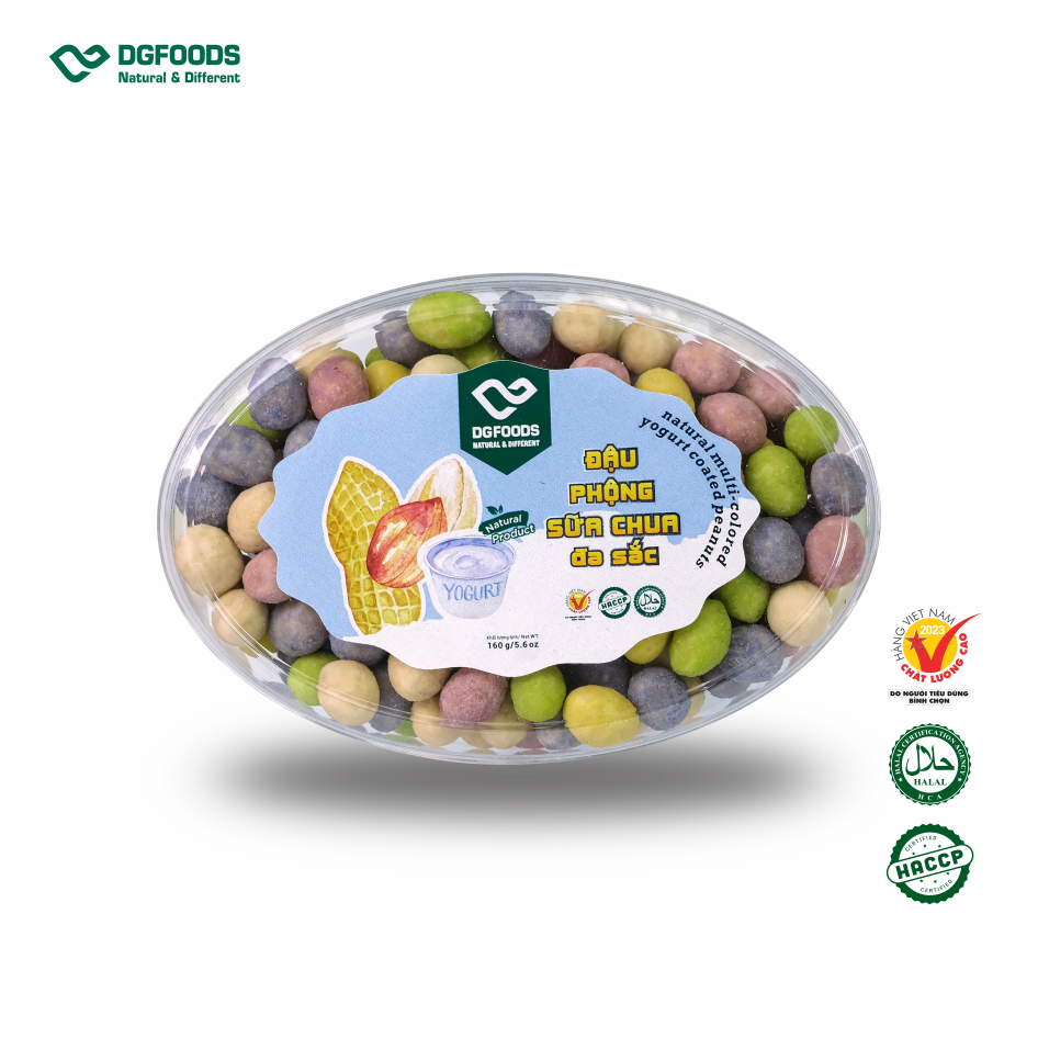Đậu Phộng Sữa chua 160g DGfoods/Natural multi-colored yogurt coated peanuts/Ăn chay/HVNCLC/HACCP/HALAL,quà Tết,Mẫu Tết