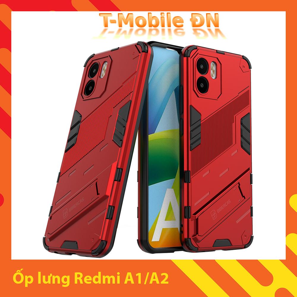 Ốp lưng cho Xiaomi Redmi A1 A2 chống sốc Iron Man PUNK cao cấp kèm giá đỡ