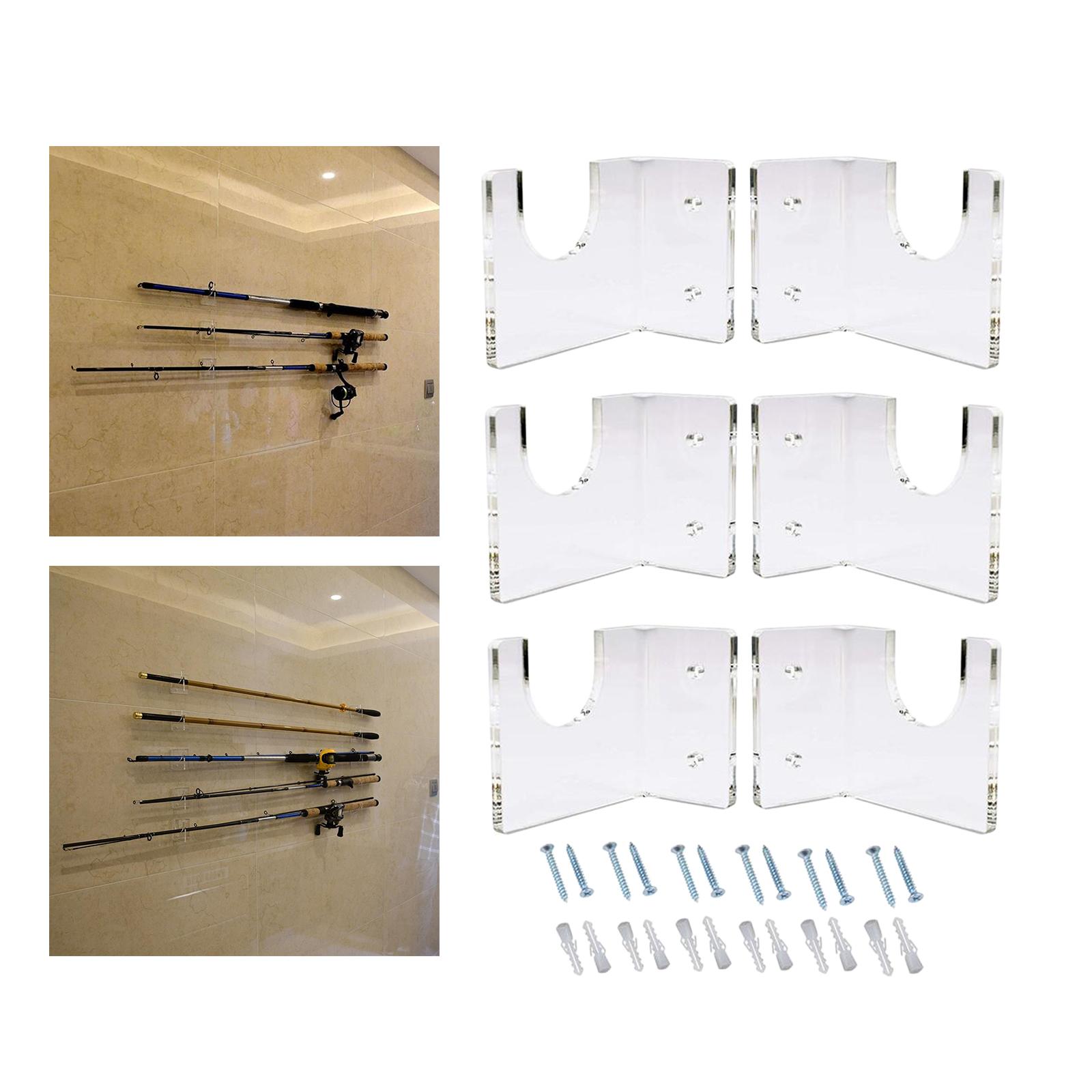 Fishing Rod Holder Wall Bracket Ceiling Rack Clear for Garage Cabin Basement