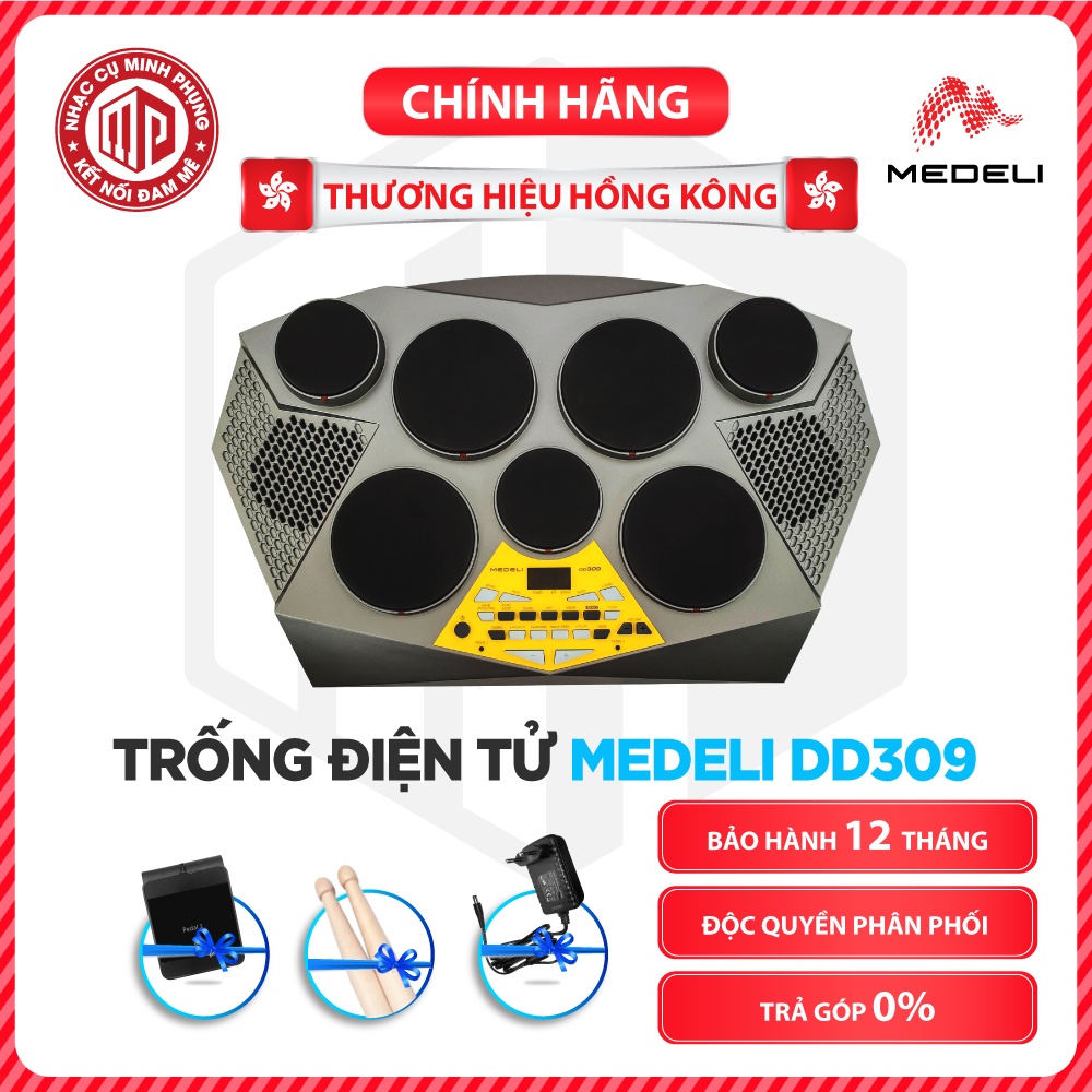 Bộ trống điện tử cao cấp/ Portable Drums/ Electronic Drum Kits/ Compact Digital Drums - Table Drums - Medeli DD309 - 7 pads - Hàng chính hãng