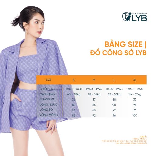 Bộ vest ngắn trẻ trung hiện đại 3 món màu tím LYB - FW22-O00005