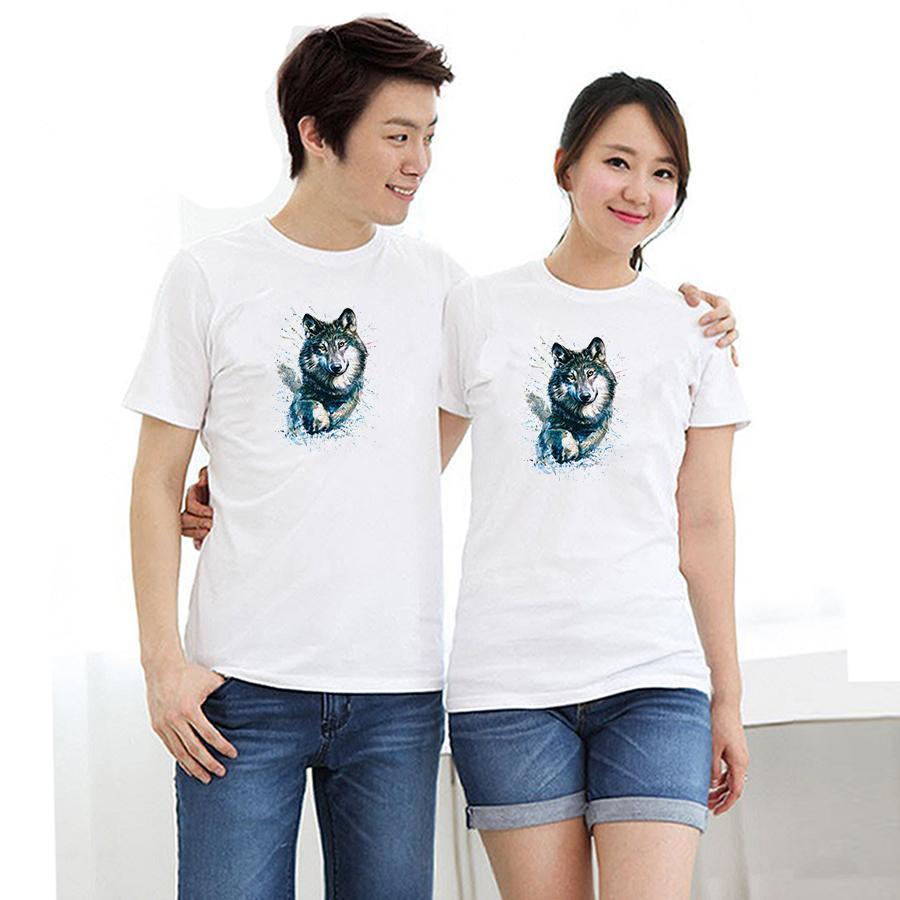 Áo thun cặp đôi in hình sói 3D chạy form rộng phong cách hàn quốc