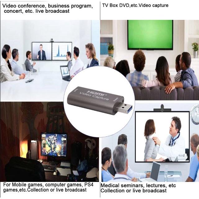 HDMI Video capture USB3.0 cho Máy ảnh ghi hình vào Máy tính Hội nghị trực tuyến