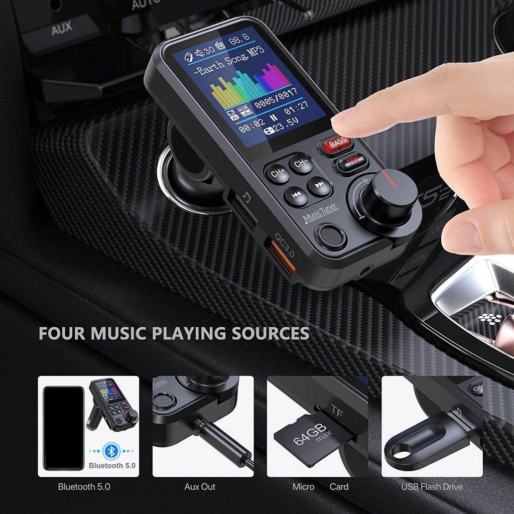 Tẩu Sạc Nhanh QC3.0 Trên Ô tô BT93 Tích hợp Nghe Nhạc MP3, Đài FM, Bluetooth 5.0, USB, Chế Độ EQ - Home and Garden