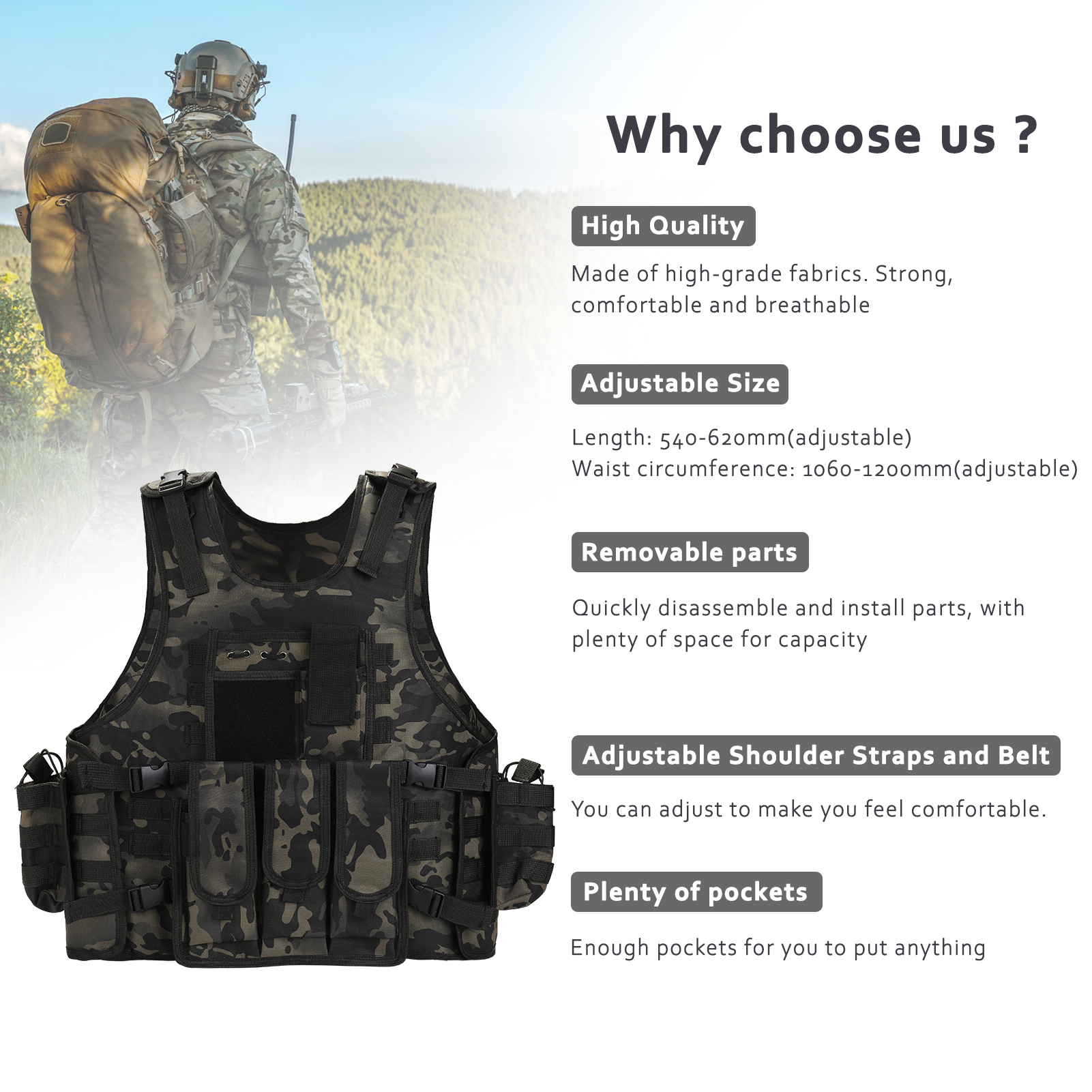 Áo Vest chiến thuật phong cách quân đội cá tính