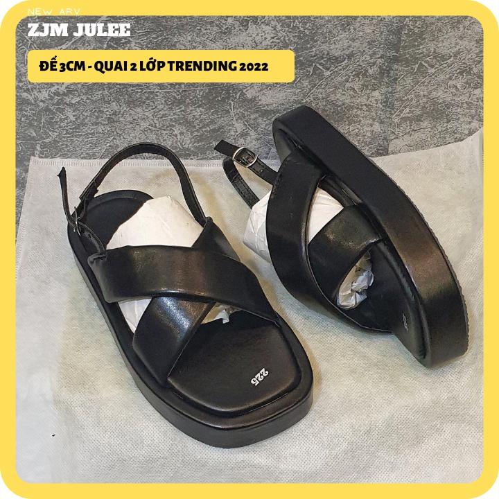 Giày sandal nữ ML-J6 đế cao 3cm quai mây 2 lớp - dép quai hậu đi học đi chơi 2022