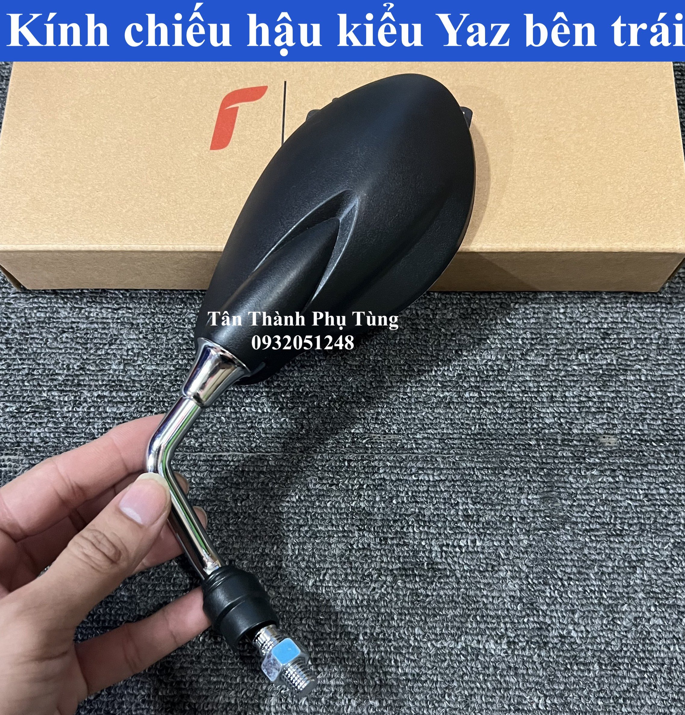 Kính chiếu hậu kiểu Yaz chân Inox-1 cái bên trái dành cho xe máy