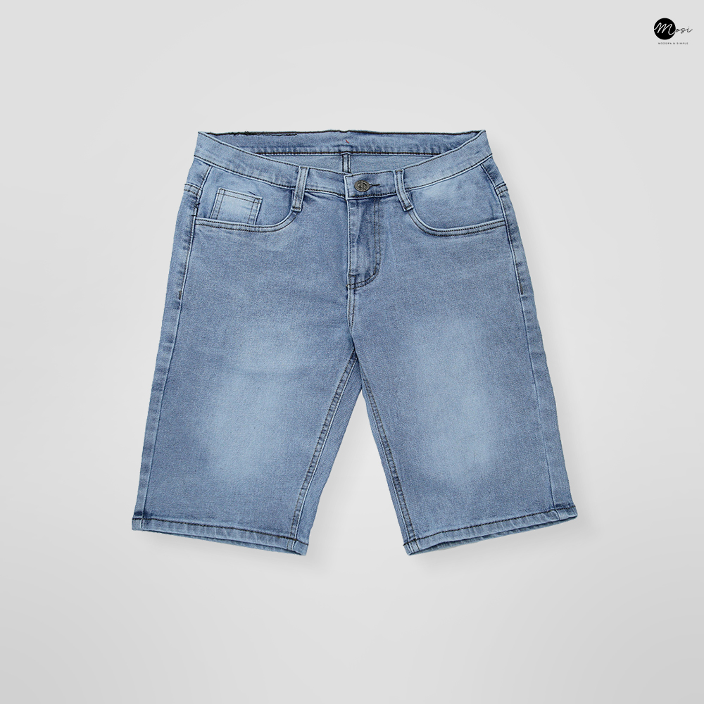 Quần Jean Short Nam Màu Xanh trắng Cao Cấp Co Giãn Form Dáng Ôm Skinny Trẻ Cực Cool