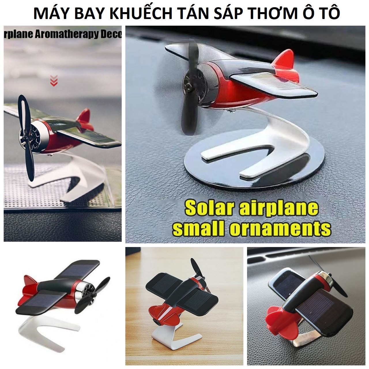 Máy bay trang trí xe hơi khuếch tán sáp thơm năng lượng mặt trời lắp các xe cực đẹp mẫu mới , đồ chơi xe hơi