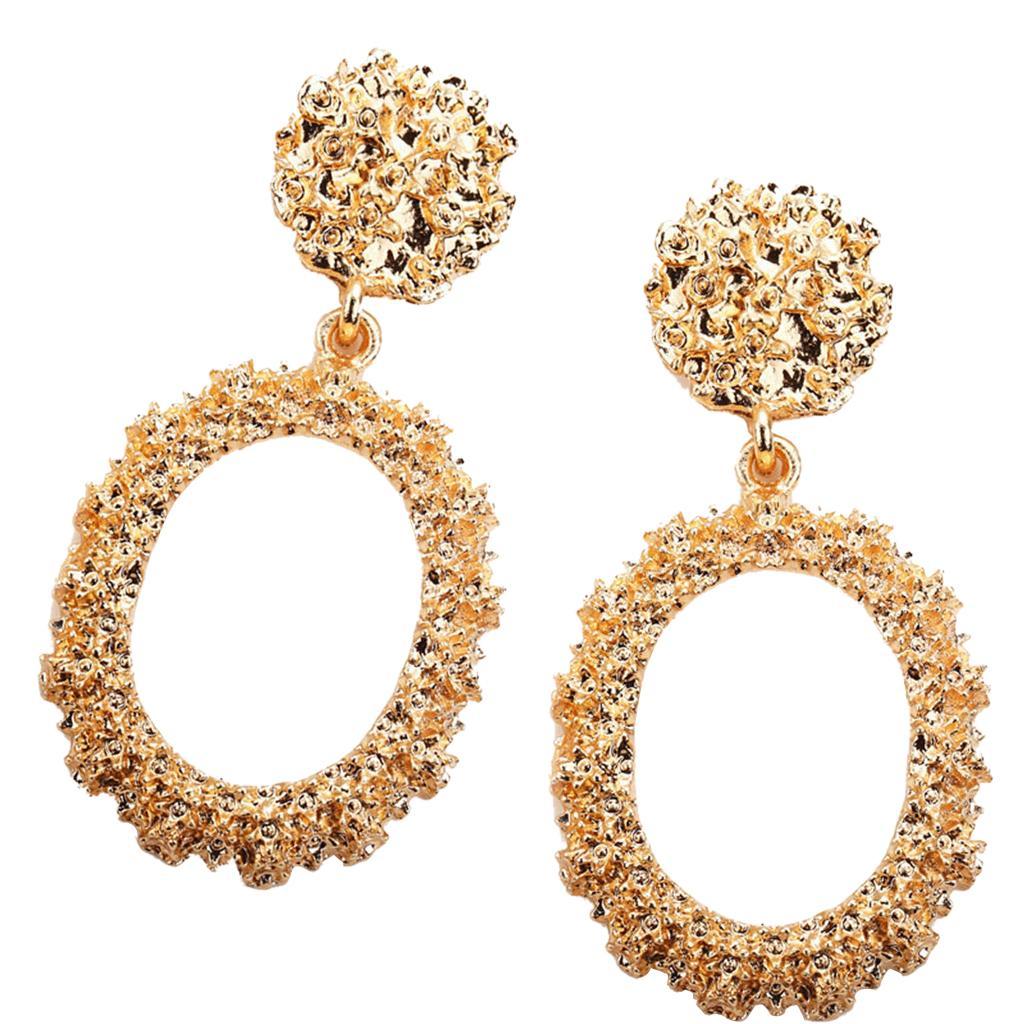 Dangle Earrings Women Fashion Oval Hoop Court Ear Drop Golden