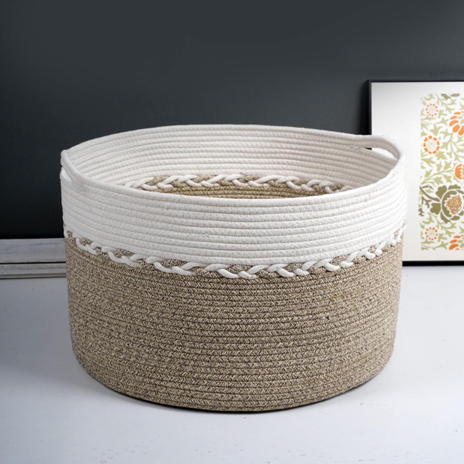 Bathroom Woven Laundry Basket Baby Toy Hamper Foldable Multipurpose Desktop Organizer Basket for Pillows Bed Sheets Shoes