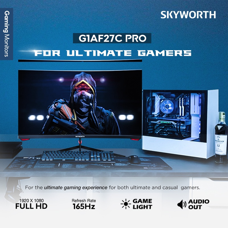 Màn hình cong Gaming SKYWORTH 27" VA FHD 165Hz VESA sRGB  98% G1AF27C PRO - Hàng chính hãng