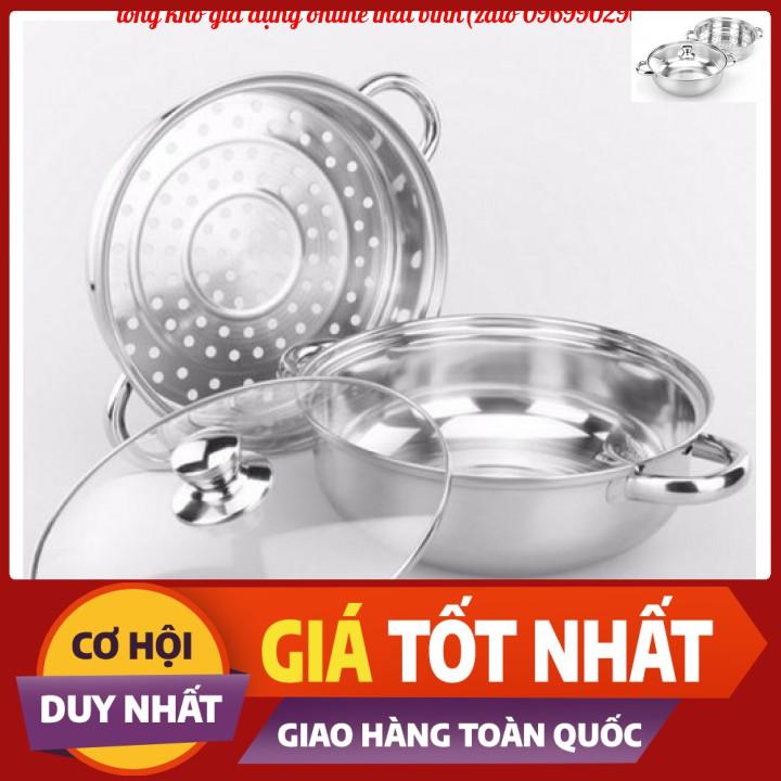  Nồi Hấp 2 Tầng Kèm Lẩu Nắp Kính  kích Thước 28cm