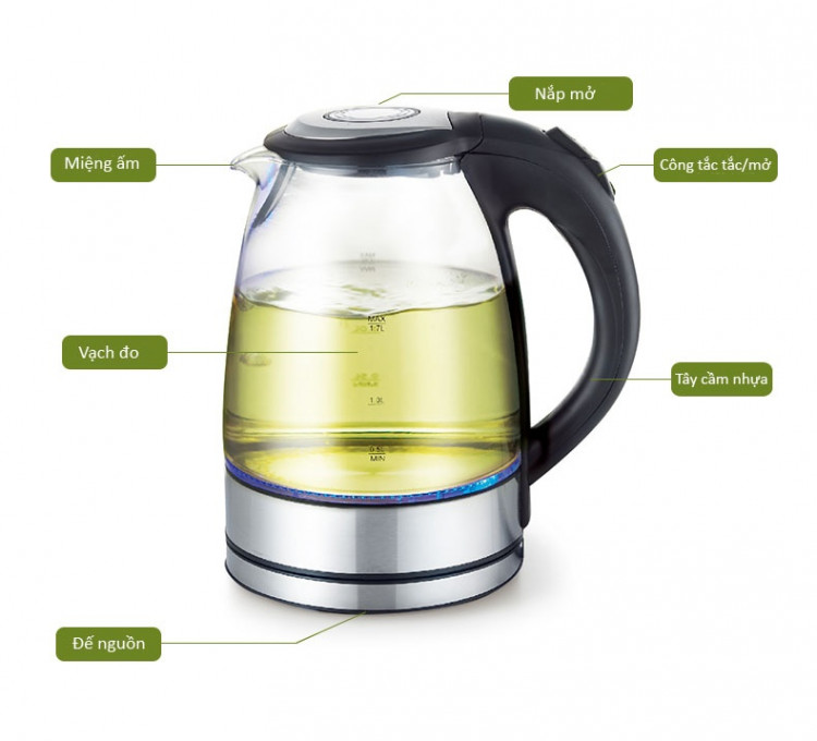 Ấm Điện Đun Nước Bằng Thủy Tinh Lock&Lock EJK317BLK